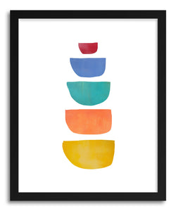 hide - Art print Colorful Bowls by artist Jacquie Gouveia in natural wood frame