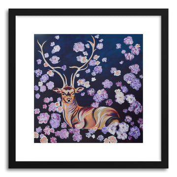 Fine art print Deer In Flowers by artist Joanne Kim