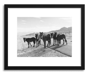 hide - Art print Desert Horse Group by artist Kevin Russ in natural wood frame
