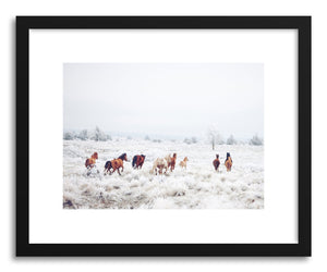 hide - Art print Winter Horse Run by artist Kevin Russ in white frame