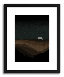 hide - Art print Moonrise S by artist Florent Bodart in natural wood frame