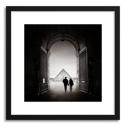 Art print La Pyramide Du Louvre by artist Ronny Behnert in black wood frame