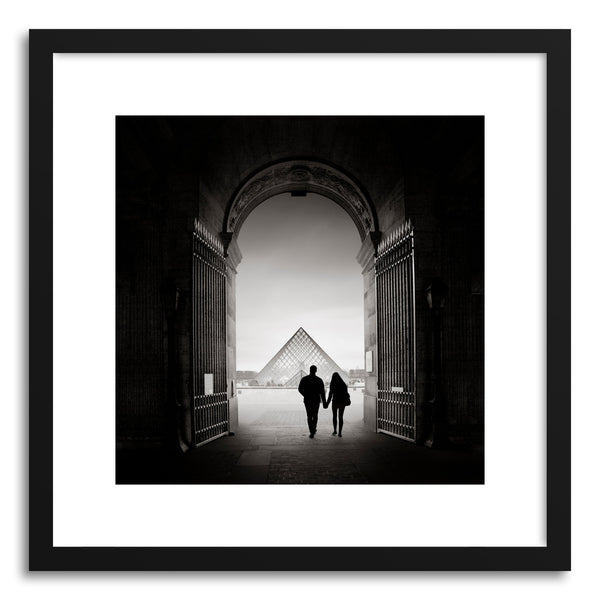 Art print La Pyramide Du Louvre by artist Ronny Behnert in black wood frame