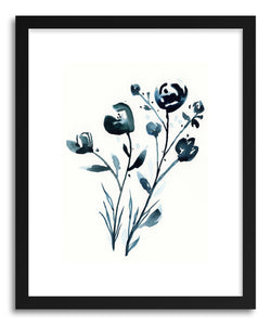 Art print Winter Flowers by artist Lindsay Megahed in black wood frame