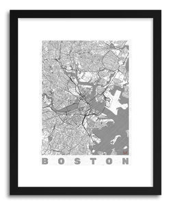hide - Art print US Boston by artist Hubert Roguski in natural wood frame