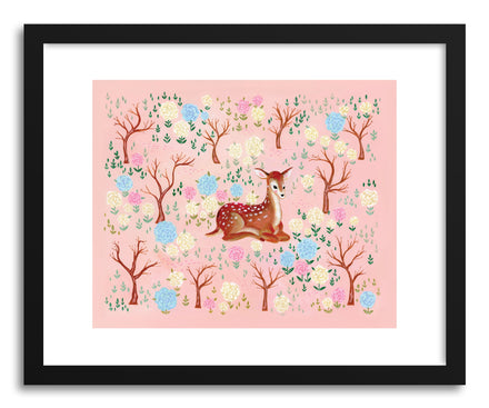 Fine art print Deer In The Flower Garden by artist Skylar Kim