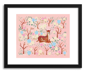 Fine art print Deer In The Flower Garden by artist Skylar Kim