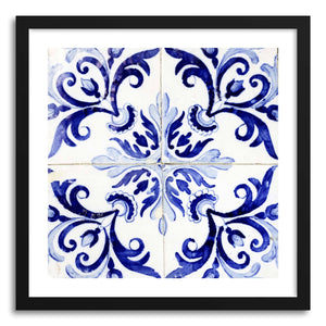 hide - Art print Azulejos by artist Ingrid Beddoes in natural wood frame