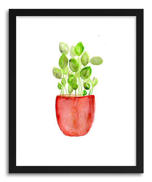 Fine art print Red Pot Greenery by artist Peggy Dean