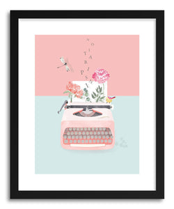 hide - Art print Typewriter Inspiration by artist Susu Stolle in white frame