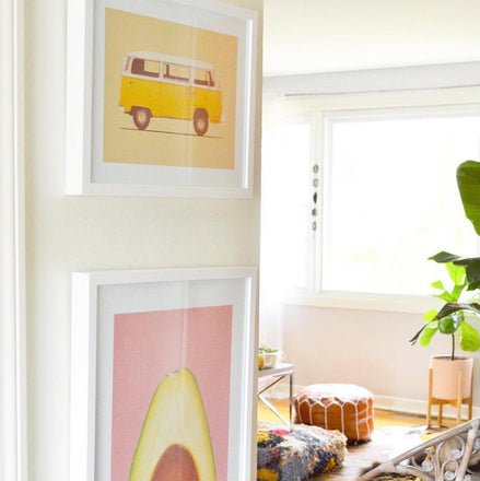 Art Crate Yellow Van piece framed white living room collection